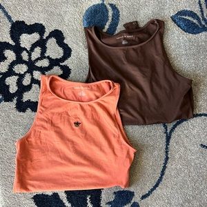 set of 2 american eagle high neck tank bodysuits